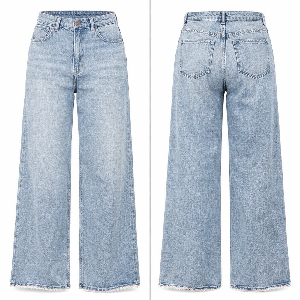 Hollister Jeans Womens 12R/31R Black Cotton Denim Wide-Leg Baggy High-Rise
